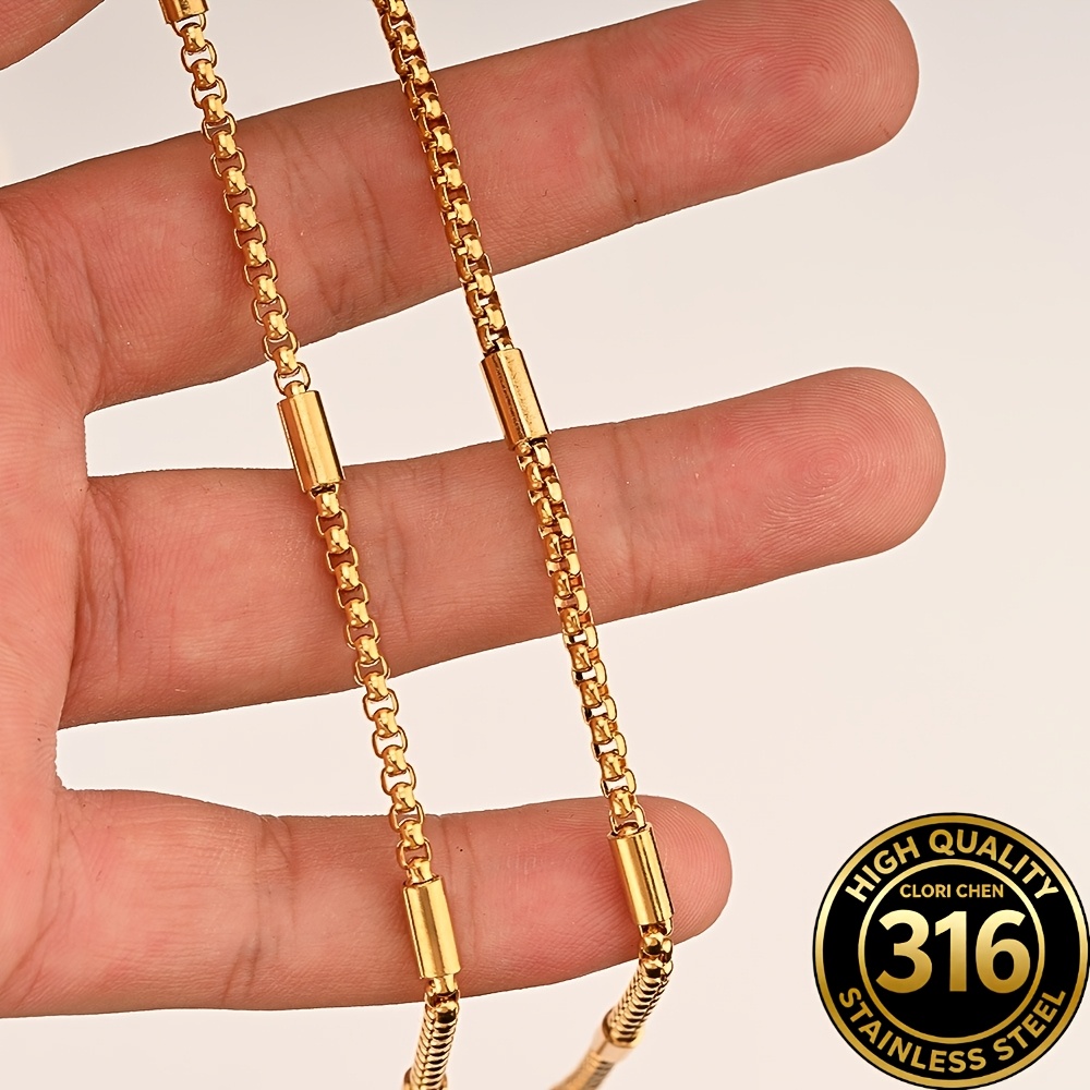 Minimalist Hip-Hop Style Bamboo Link Necklace, Unisex
